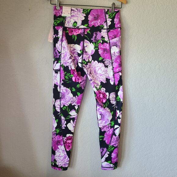 Victoria's Secret Floral Essential High Waist 7/8 Leggings 8 Black Purple NWT - Picture 6 of 6